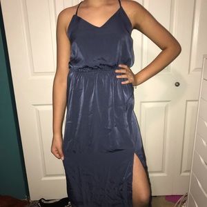 Long blueish color dress